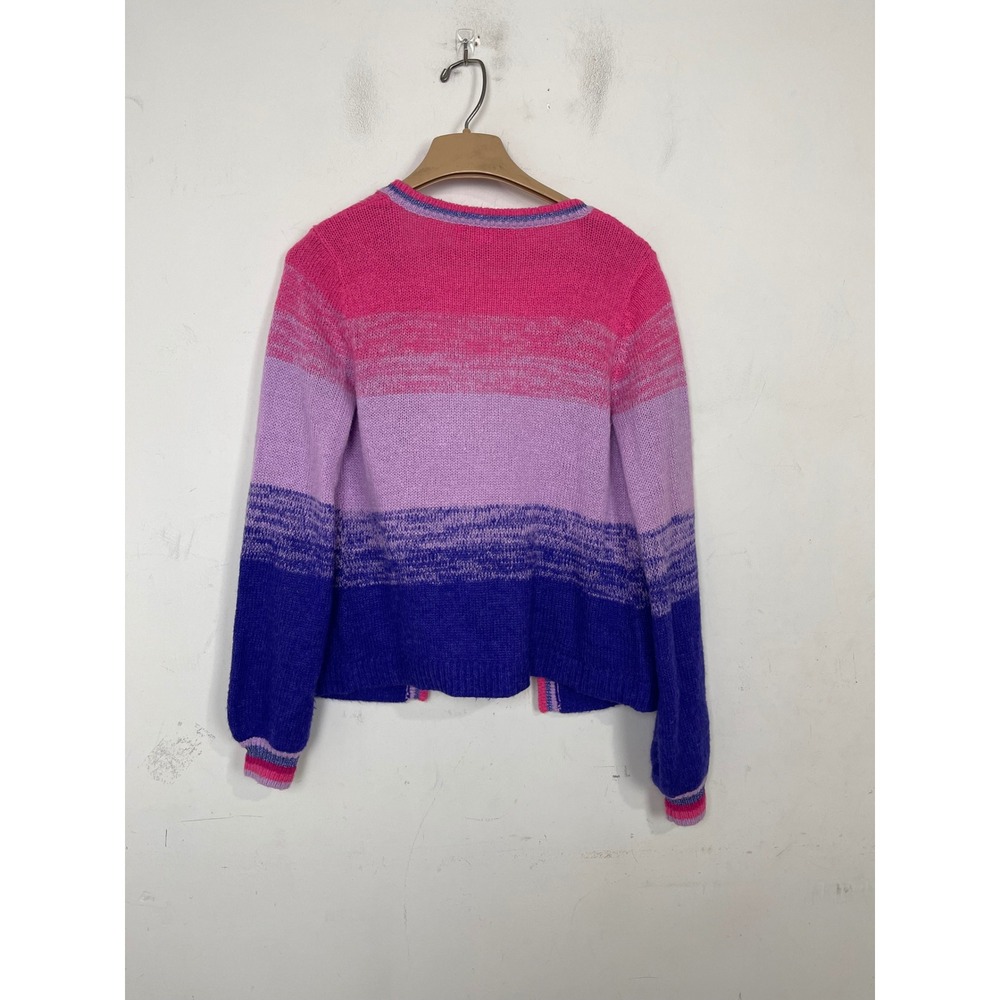 Lilly Pulitzer Ombre Stripe Open Front Cardigan Pink Purple Blue Metallic Small - Picture 4 of 11